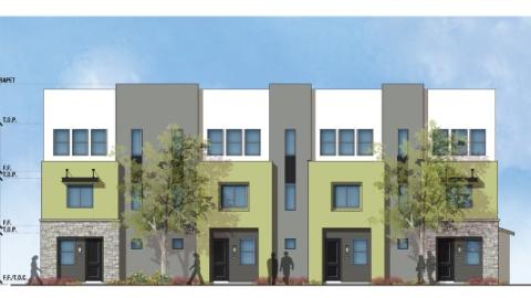 Elevation for townhomes at 510-520 N. Harbor Boulevard